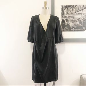Andrew Marc Asymmetrical Zip Draped Dress -Black 6